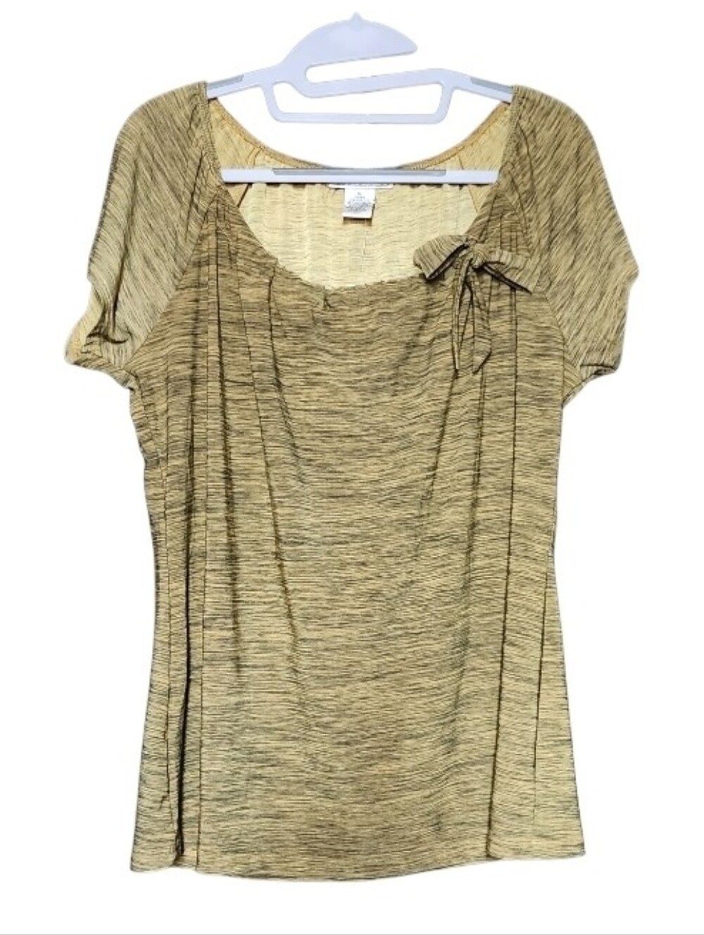 Women’s Yellow Bow-Accent Short Sleeve Top